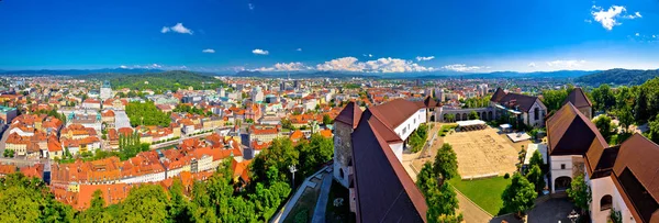 Barevné Lublaň Letecký Panoramatický Pohled Hlavním Městě Slovinska — Stock fotografie