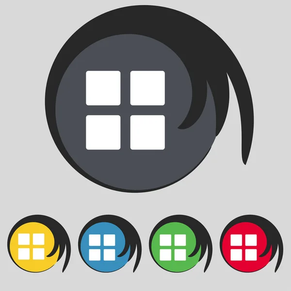 Menu Listy Ikona Opcji Widoku Zawartości Symbol Pięciu Kolorowych Przyciskach — Zdjęcie stockowe