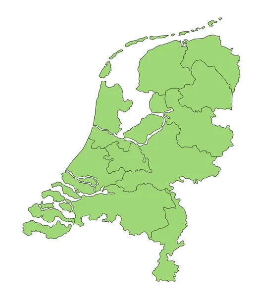 Mapa Blanco Estilizado Los Países Bajos Tono Verde Todo Aislado — Foto de Stock
