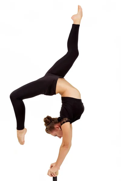 Hadí Žena Krása Cvičení Gymnastiky Jógy Izolovaných Bílém Pozadí Žena — Stock fotografie