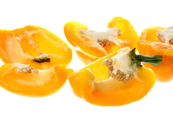 Isolated Image Sliced Yellow Capsicums — Stock Photo, Image