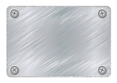 Silver metal plaque with brushed metal surface and screws clipart