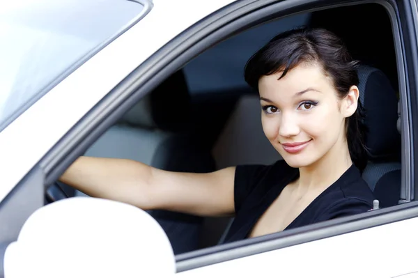 Jolie Fille Dans Une Voiture — Photo