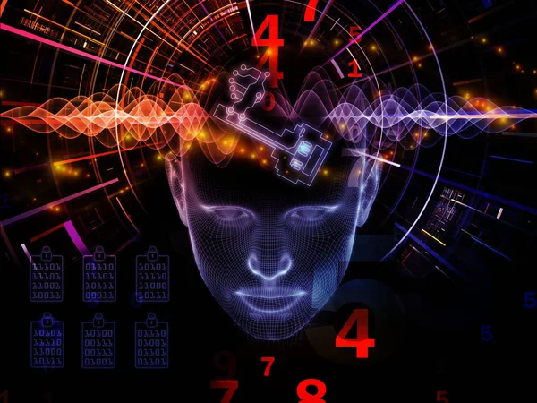 Bakgrundsdesign Mänskliga Huvudet Nyckelsymbol Och Fractal Designelement Ämnet För Kryptering — Stockfoto