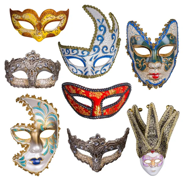 Åtta Utsmyckade Masker För Mardi Gras Carnival Halloween Eller Operan — Stockfoto