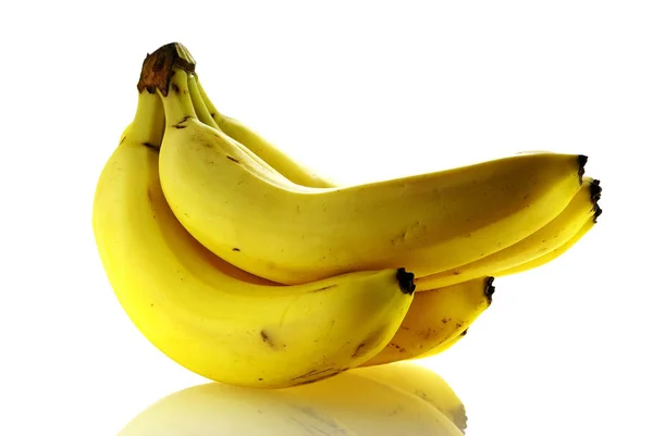 Stelletje Rijpe Verse Bananen Witte Achtergrond — Stockfoto