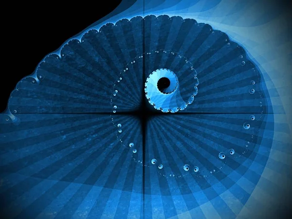 디지털 컴퓨터 그래픽 디자인을위한 파란색 색상의 프랙탈 나선형 추상배경 — 스톡 사진
