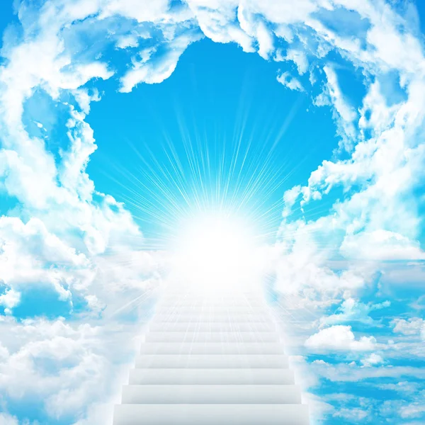 Stairs Sky Clouds Sun Concept Background — Stock Photo, Image