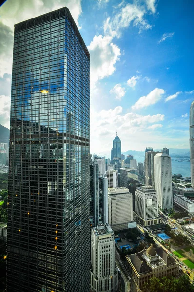 Hong Kong Bank Skysraper Com Céu Azul China — Fotografia de Stock