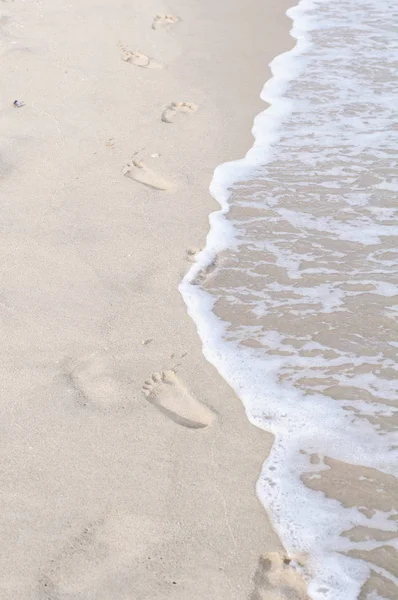 Сліди Вологому Піску Пляжу — стокове фото