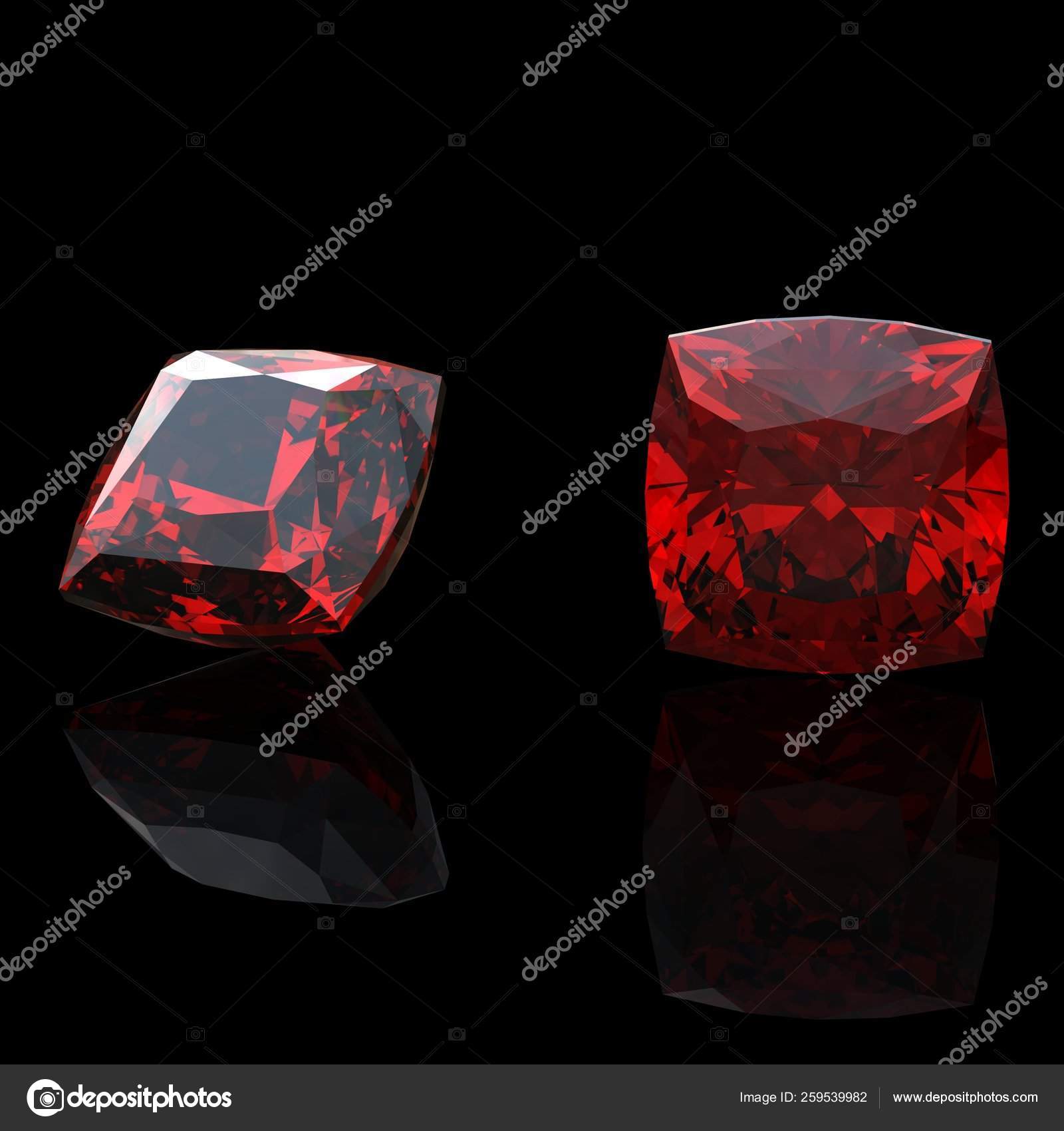 Jewelry Gems Shape Square Black Background Ruby — Stock