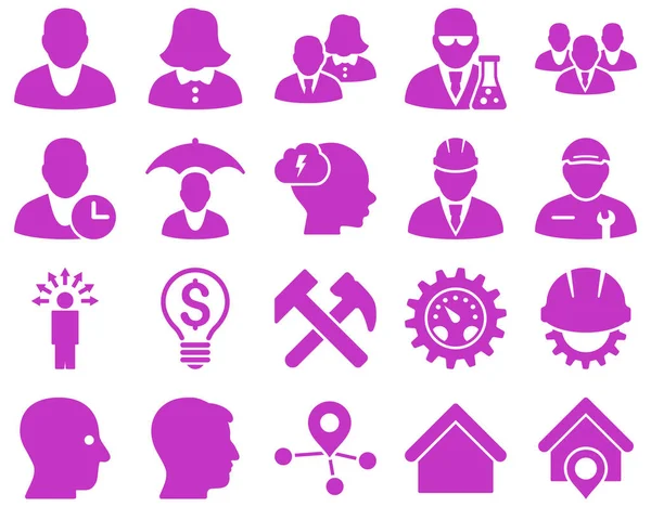 Conjunto Iconos Cliente Negocio Estos Iconos Planos Usan Color Violeta — Foto de Stock