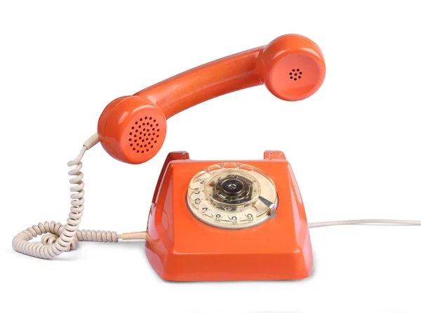 Vintage Telefon Med Luren Lyfts Isolerad Vit — Stockfoto