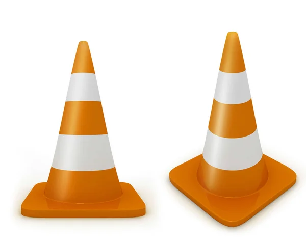 Road Cone Frontal Diagonal View Isolated White Background — Stock Photo, Image