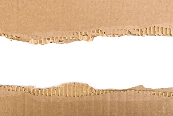 Corrugated cardboard border isolated on white background