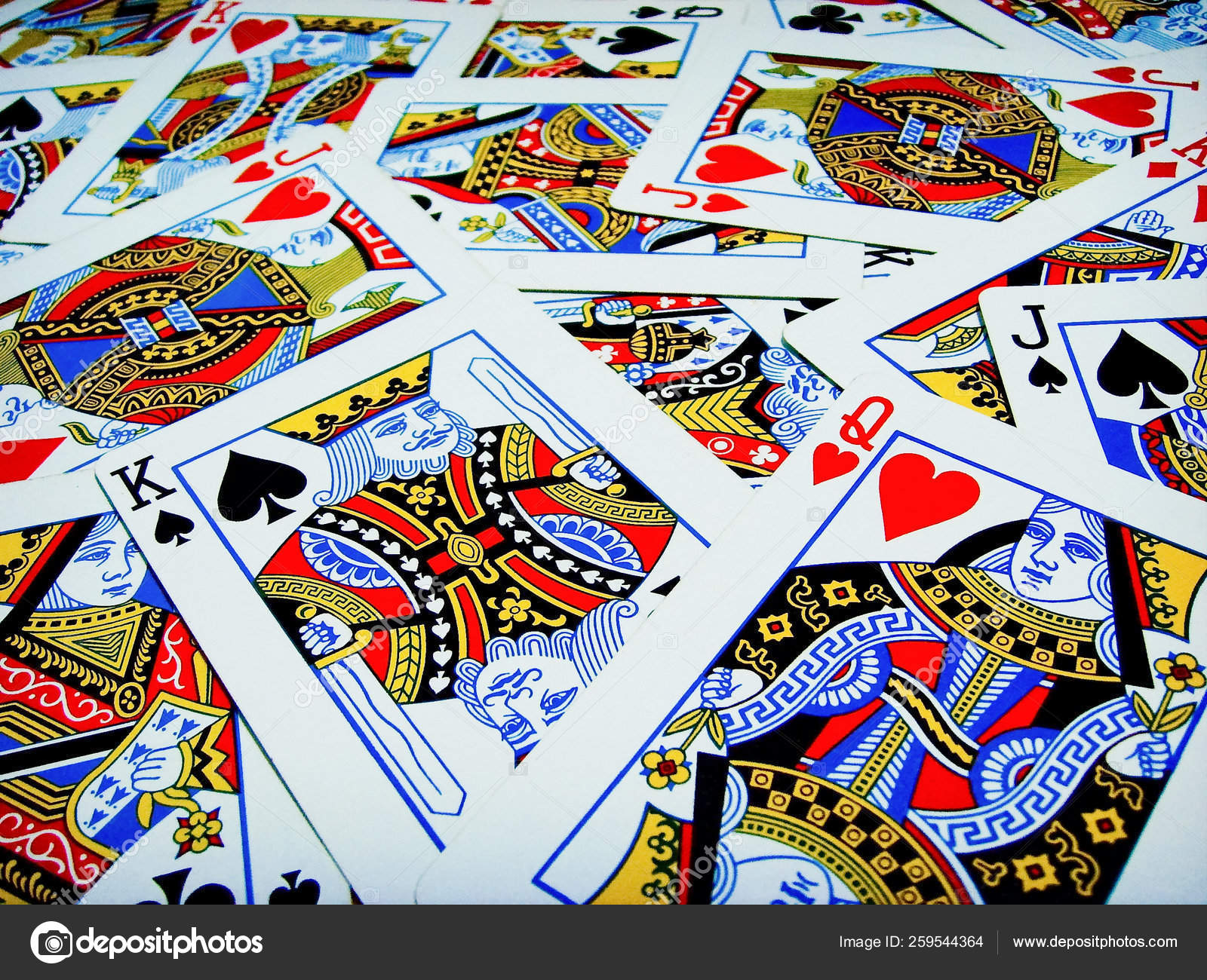 Cards Kings Queens Jacks Scattered Table Stock Illustration by