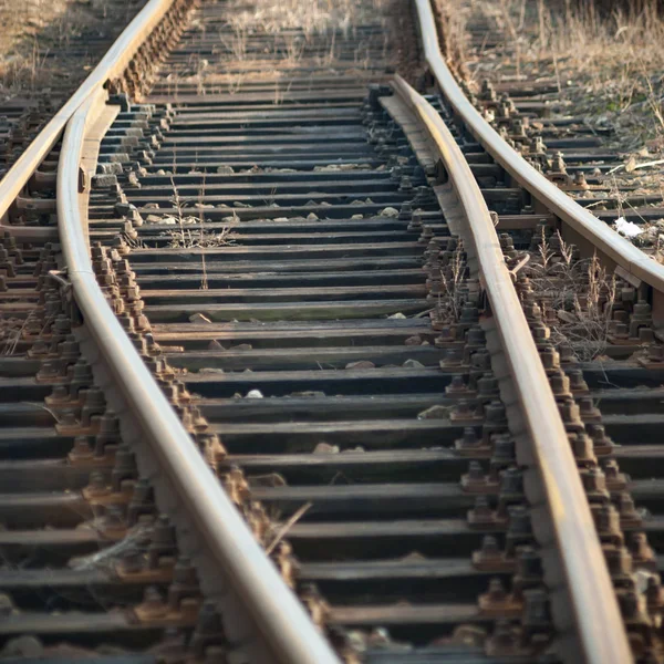 Άποψη Της Σιδηροδρομικής Γραμμής Μια Ηλιόλουστη Ημέρα — Φωτογραφία Αρχείου