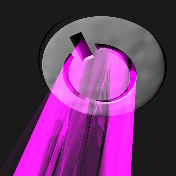 Електронні Пристрої Кнопка Живлення Світиться Фіолетовим — стокове фото