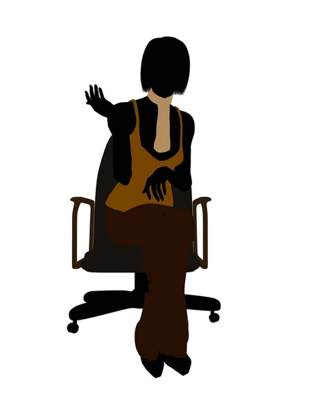 Beyaz Bir Arka Planda Bir Sandalye Siluet Illüstrasyon Oturan Kadını — Stok fotoğraf