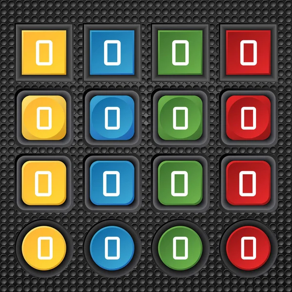 Number Zero Icon Sign Set Coloured Buttons Illustration — Stock Photo, Image