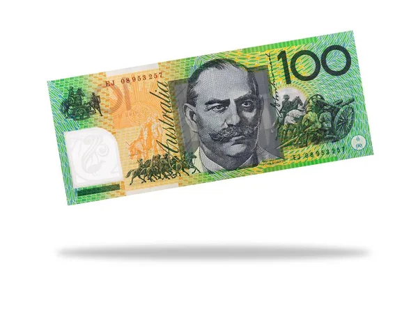 Australischer Hundert Dollar Schein Isoliert Vor Weißem Hintergrund — Stockfoto