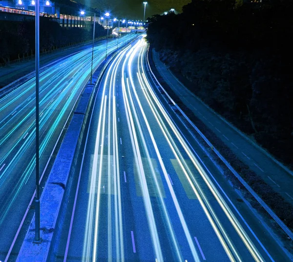 Tráfico Autopista Hong Kong Por Noche —  Fotos de Stock