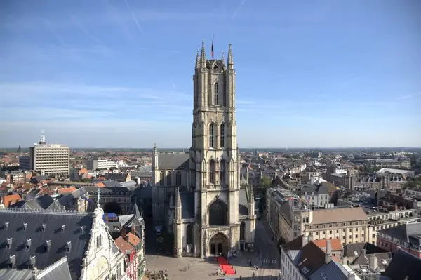 Belgique Vieille Ville Gand Architecture Églises Canaux — Photo