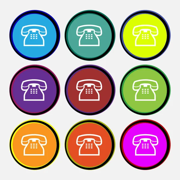 Retro Telefon Ikona Telefonu Znak Dziewięć Wielokolorowych Okrągłych Przycisków Ilustracji — Zdjęcie stockowe