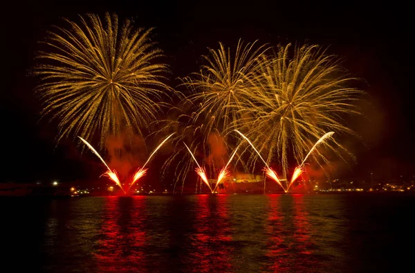 Fireworks Grand Harbour Malta — Stock Fotó