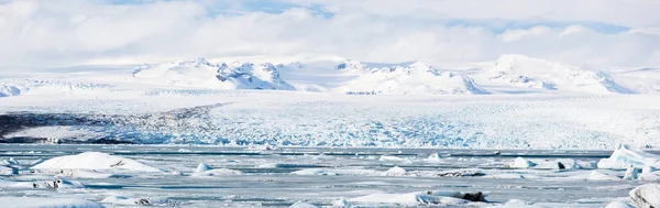 Panoráma Vatnajokull Gleccser Jokulsarlon Lagúna Izland — Stock Fotó