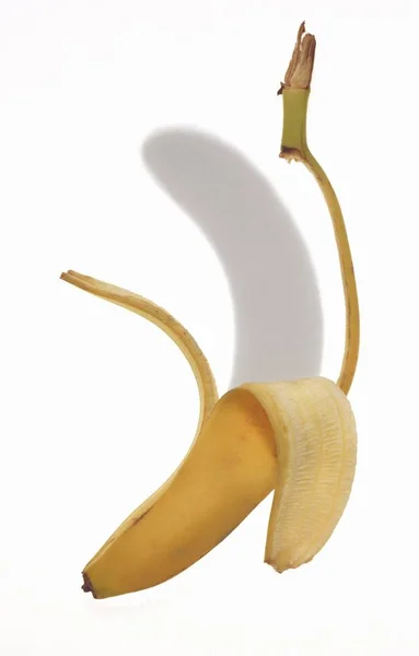 Peau Banane Sur Fond Blanc Sur Ombre Banane — Photo