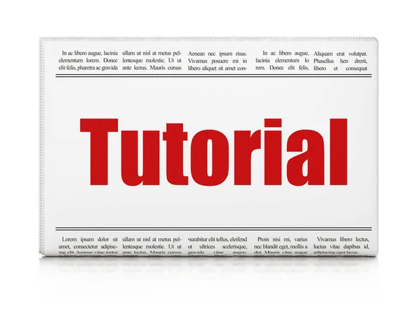 Leerconcept Krantenkop Tutorial Witte Achtergrond Rendering — Stockfoto