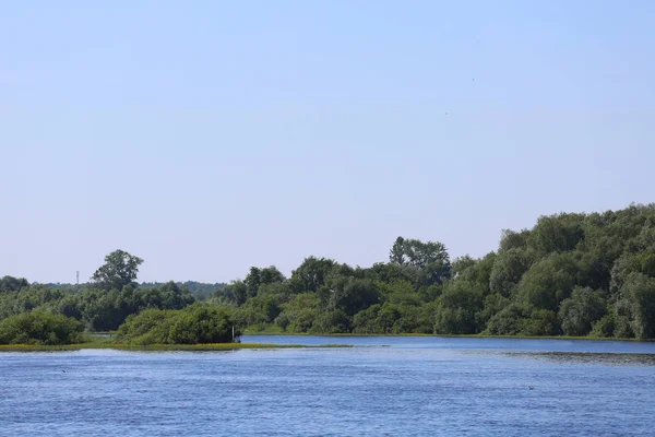 Bela Vista Sobre Rio Volkhov Perto Novgorod Dia Ensolarado Verão — Fotografia de Stock