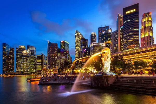 Merlion Statue Cityscape Singapore — Stock Photo, Image