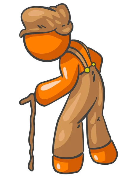 Μια Εικονογράφηση Φορέας Ενός Πορτοκαλιού Γέροντα Σκυμένος Νακούσεις Πάνω Από — Φωτογραφία Αρχείου