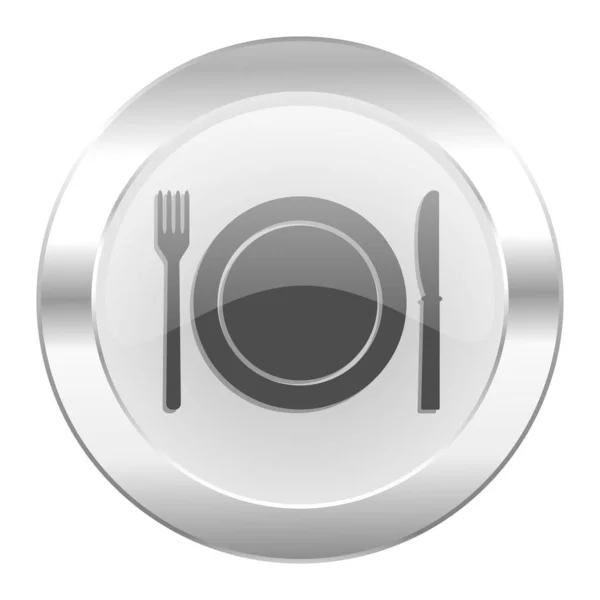 Restaurant Chrom Web Symbol Isoliert — Stockfoto