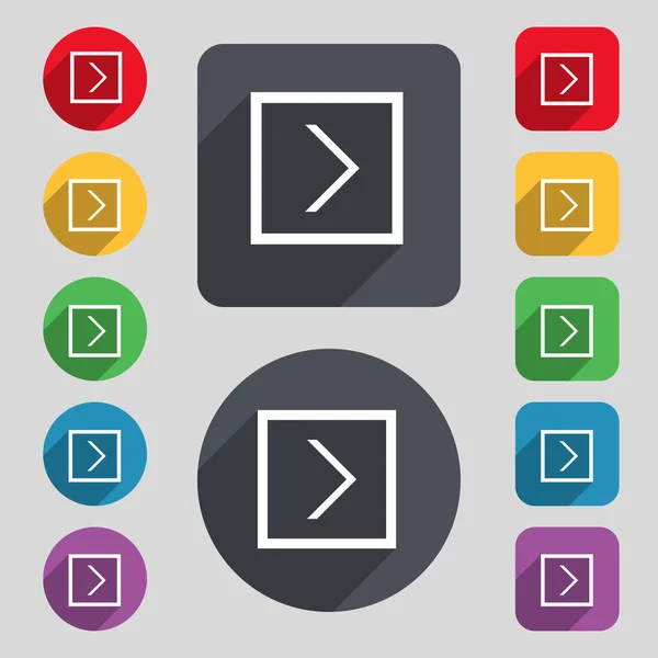 Flecha Derecha Siguiente Signo Icono Conjunto Botones Colores Una Larga —  Fotos de Stock