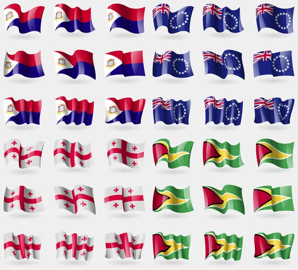 Saint Martin Islas Cook Georgia Guyana Conjunto Banderas Los Países — Foto de Stock