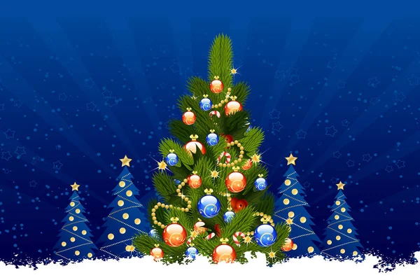 モミの木およびあなたの設計のための装飾付きのクリスマス カード — ストック写真