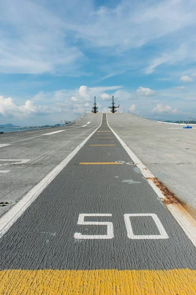 Voie Jet Combat Béton Porte Avions Prise Par Une Journée — Photo