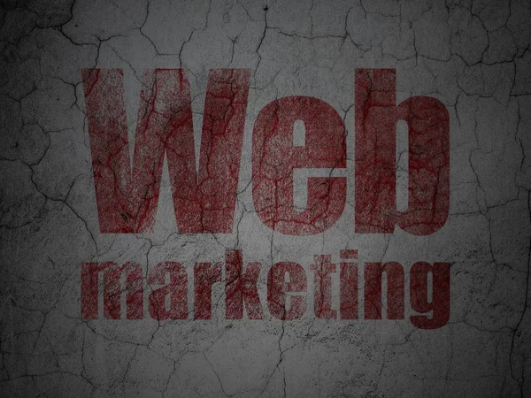 Webbutveckling Koncept Red Web Marketing Grunge Texturerat Betongvägg Bakgrund — Stockfoto