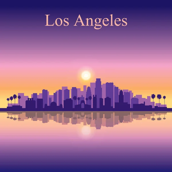 洛杉矶城市天际线轮廓的背景下 矢量图 — 图库照片
