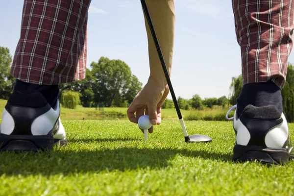 Clube Golfe Golfista Organizar Bola Tee — Fotografia de Stock