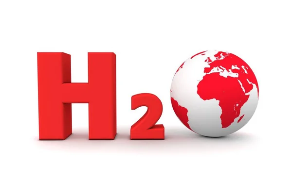 Símbolo Químico H2O Para Óxido Hidrogênio Vermelho Globo Está Substituindo — Fotografia de Stock
