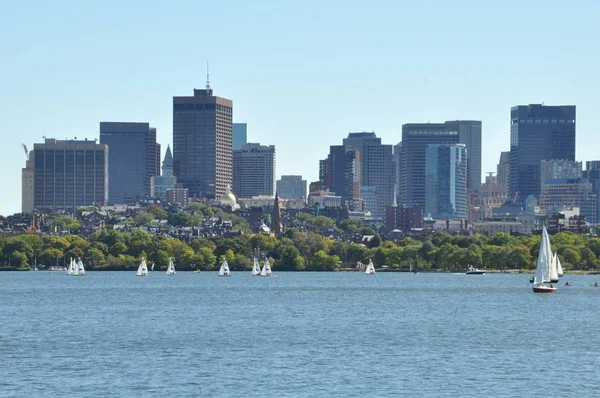 Festői Kilátás Gyönyörű Városkép Boston Harbor — Stock Fotó