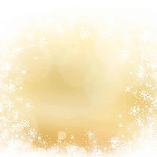 Étoiles Brillantes Dorées Flocons Neige Fond Noël — Photo