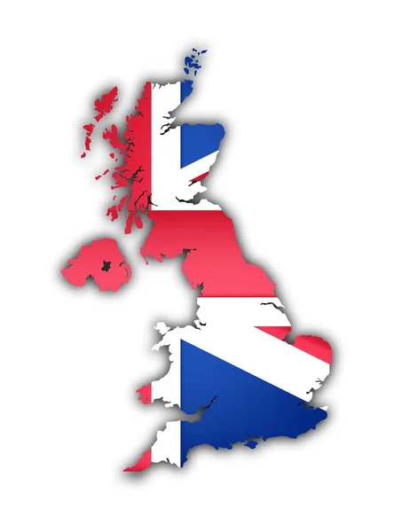 白い背景に英国の旗と地図 — ストック写真