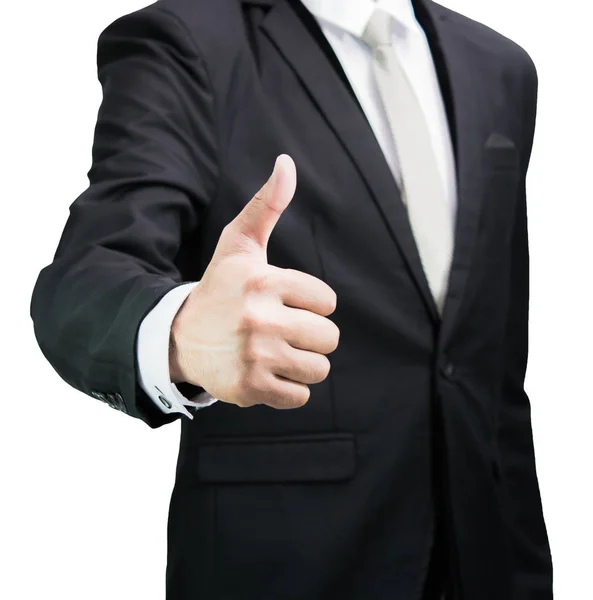Geschäftsmann Stehen Zeigen Hand Isoliert Auf Weißem Hintergrund — Stockfoto