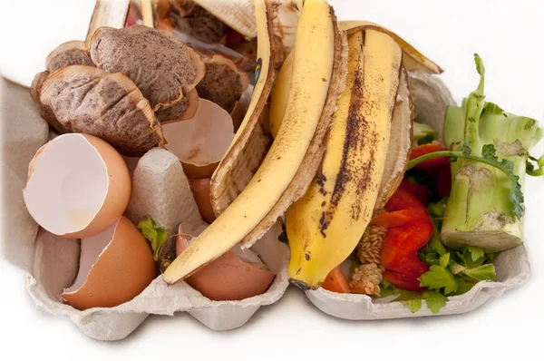 Close Capturing Selection Household Waste Ready Composted Contained Cardboard Carton — Stock Photo, Image