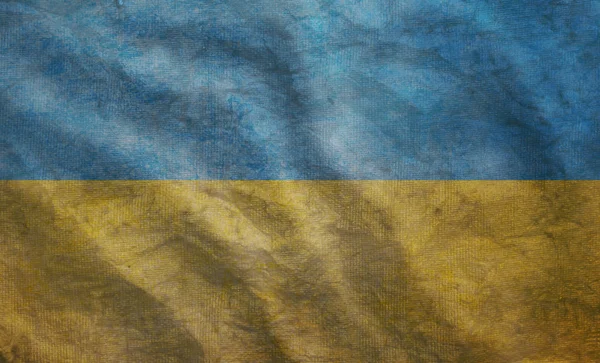 Weathered Ukraina Flagga Grunge Robust Skick Vifta — Stockfoto